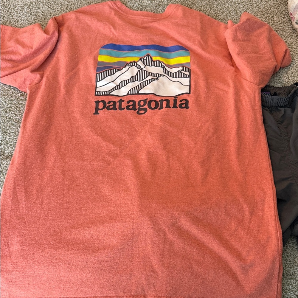 Patagonia Men’s Coral T-Shirt and Gray Shorts Set - Picture 2 of 4